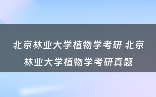 北京林业大学植物学考研 北京林业大学植物学考研真题