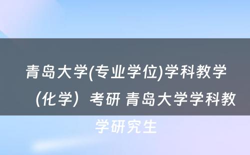 青岛大学(专业学位)学科教学（化学）考研 青岛大学学科教学研究生