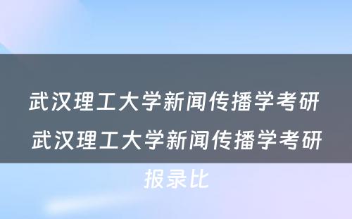 武汉理工大学新闻传播学考研 武汉理工大学新闻传播学考研报录比