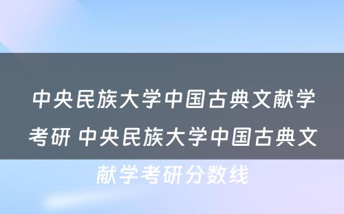 中央民族大学中国古典文献学考研 中央民族大学中国古典文献学考研分数线