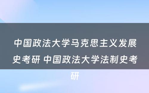 中国政法大学马克思主义发展史考研 中国政法大学法制史考研