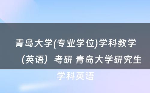 青岛大学(专业学位)学科教学（英语）考研 青岛大学研究生学科英语