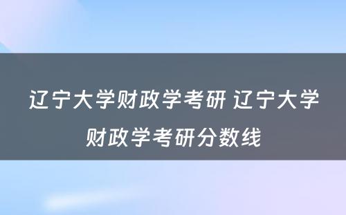 辽宁大学财政学考研 辽宁大学财政学考研分数线