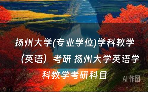 扬州大学(专业学位)学科教学（英语）考研 扬州大学英语学科教学考研科目