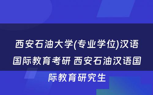 西安石油大学(专业学位)汉语国际教育考研 西安石油汉语国际教育研究生