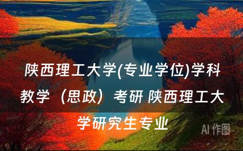 陕西理工大学(专业学位)学科教学（思政）考研 陕西理工大学研究生专业