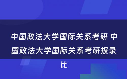 中国政法大学国际关系考研 中国政法大学国际关系考研报录比