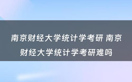 南京财经大学统计学考研 南京财经大学统计学考研难吗