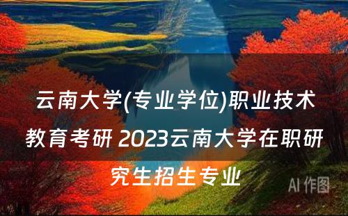 云南大学(专业学位)职业技术教育考研 2023云南大学在职研究生招生专业