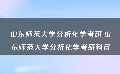 山东师范大学分析化学考研 山东师范大学分析化学考研科目