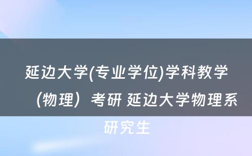 延边大学(专业学位)学科教学（物理）考研 延边大学物理系研究生