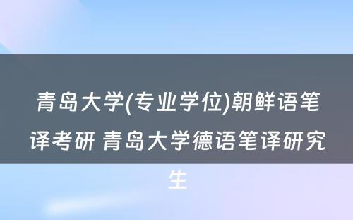 青岛大学(专业学位)朝鲜语笔译考研 青岛大学德语笔译研究生