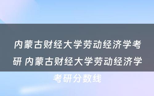 内蒙古财经大学劳动经济学考研 内蒙古财经大学劳动经济学考研分数线