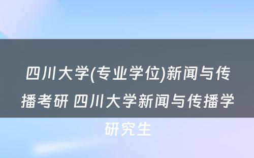 四川大学(专业学位)新闻与传播考研 四川大学新闻与传播学研究生