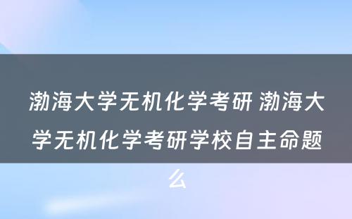 渤海大学无机化学考研 渤海大学无机化学考研学校自主命题么