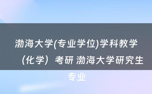 渤海大学(专业学位)学科教学（化学）考研 渤海大学研究生专业