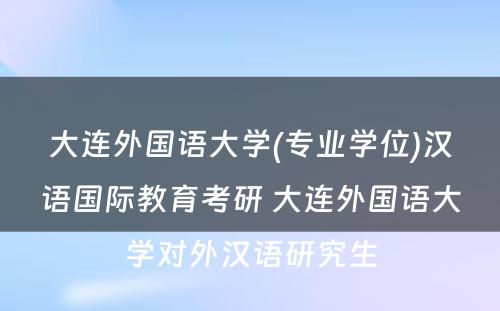 大连外国语大学(专业学位)汉语国际教育考研 大连外国语大学对外汉语研究生