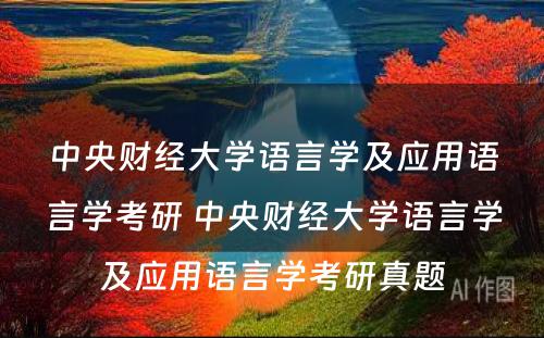 中央财经大学语言学及应用语言学考研 中央财经大学语言学及应用语言学考研真题