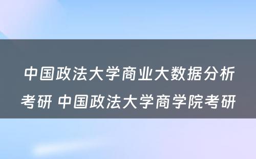 中国政法大学商业大数据分析考研 中国政法大学商学院考研