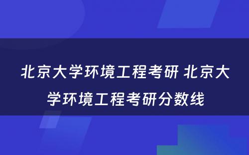 北京大学环境工程考研 北京大学环境工程考研分数线