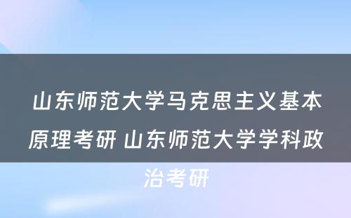 山东师范大学马克思主义基本原理考研 山东师范大学学科政治考研