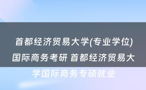 首都经济贸易大学(专业学位)国际商务考研 首都经济贸易大学国际商务专硕就业