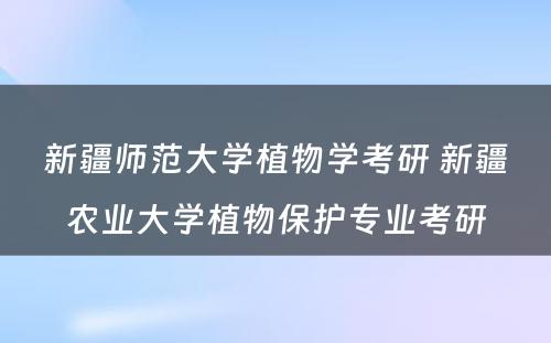 新疆师范大学植物学考研 新疆农业大学植物保护专业考研