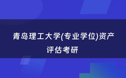 青岛理工大学(专业学位)资产评估考研 