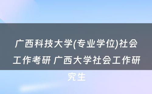 广西科技大学(专业学位)社会工作考研 广西大学社会工作研究生