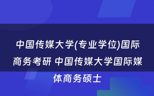 中国传媒大学(专业学位)国际商务考研 中国传媒大学国际媒体商务硕士