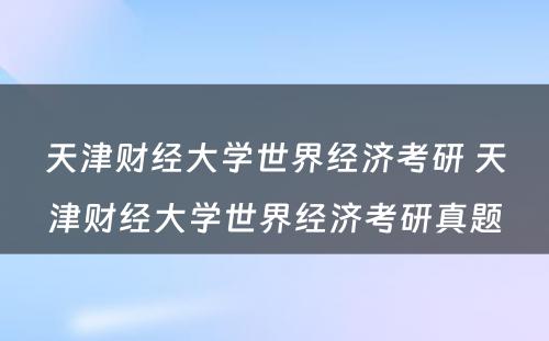 天津财经大学世界经济考研 天津财经大学世界经济考研真题