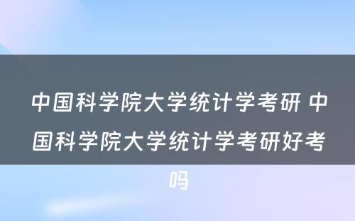 中国科学院大学统计学考研 中国科学院大学统计学考研好考吗