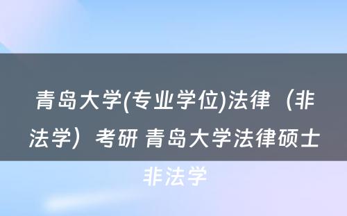 青岛大学(专业学位)法律（非法学）考研 青岛大学法律硕士非法学