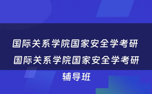 国际关系学院国家安全学考研 国际关系学院国家安全学考研辅导班