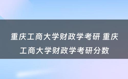 重庆工商大学财政学考研 重庆工商大学财政学考研分数