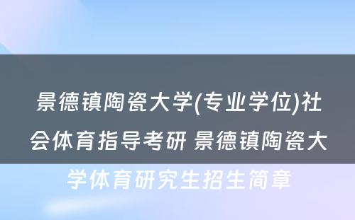 景德镇陶瓷大学(专业学位)社会体育指导考研 景德镇陶瓷大学体育研究生招生简章