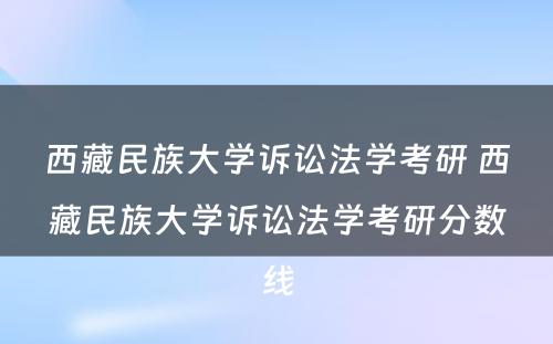 西藏民族大学诉讼法学考研 西藏民族大学诉讼法学考研分数线