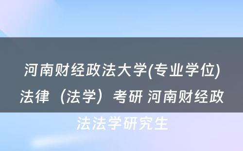 河南财经政法大学(专业学位)法律（法学）考研 河南财经政法法学研究生