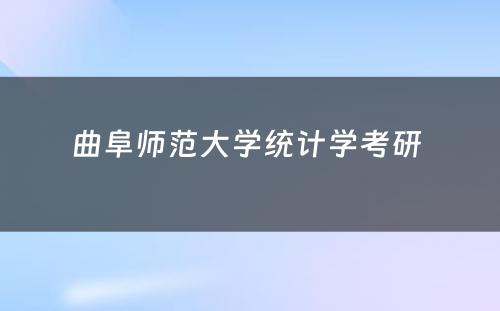 曲阜师范大学统计学考研 