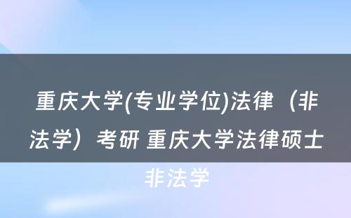 重庆大学(专业学位)法律（非法学）考研 重庆大学法律硕士非法学