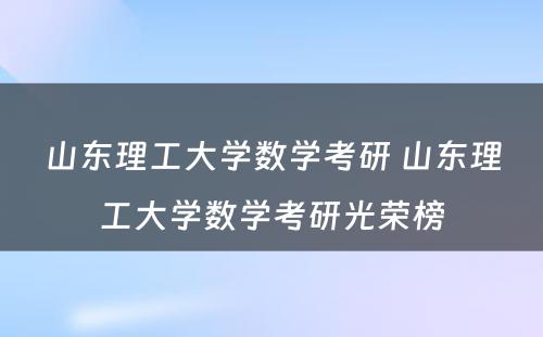 山东理工大学数学考研 山东理工大学数学考研光荣榜