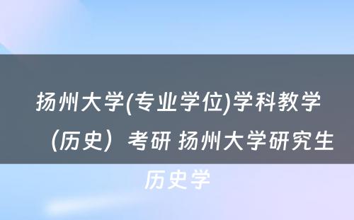 扬州大学(专业学位)学科教学（历史）考研 扬州大学研究生历史学