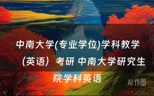 中南大学(专业学位)学科教学（英语）考研 中南大学研究生院学科英语