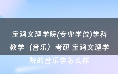 宝鸡文理学院(专业学位)学科教学（音乐）考研 宝鸡文理学院的音乐学怎么样