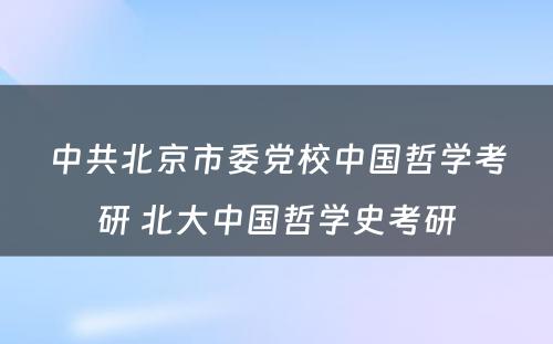 中共北京市委党校中国哲学考研 北大中国哲学史考研