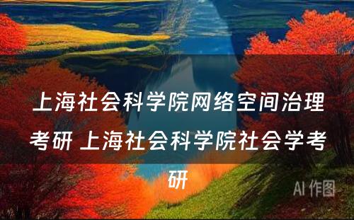 上海社会科学院网络空间治理考研 上海社会科学院社会学考研