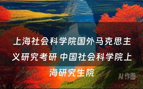 上海社会科学院国外马克思主义研究考研 中国社会科学院上海研究生院