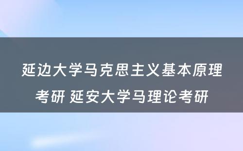 延边大学马克思主义基本原理考研 延安大学马理论考研