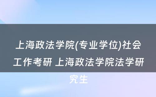 上海政法学院(专业学位)社会工作考研 上海政法学院法学研究生