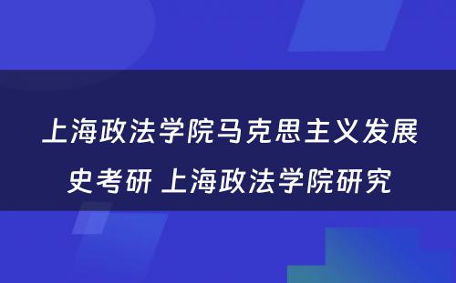 上海政法学院马克思主义发展史考研 上海政法学院研究